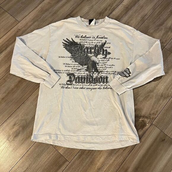 Harley Davidson Motorcycle Y2K Grey‎ Graphic Tshirt Men Large - Picture 1 of 6